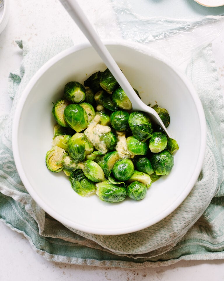 5Minute Steamed Brussels Sprouts with Parsley Butter Familystyle Food