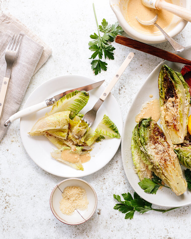 Grilled Romaine Lettuce Caesar Salad Familystyle Food