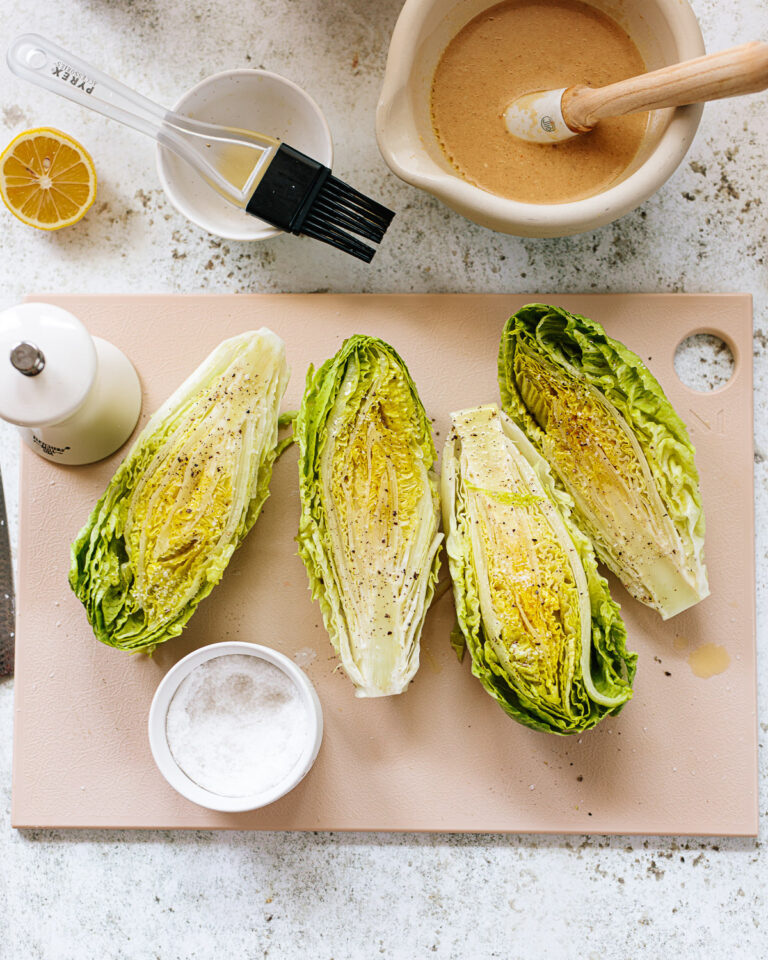 Grilled Romaine Lettuce Caesar Salad Familystyle Food