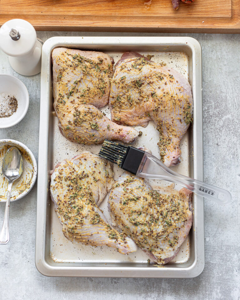 Crusty HerbDijon Baked Chicken Quarters Familystyle Food