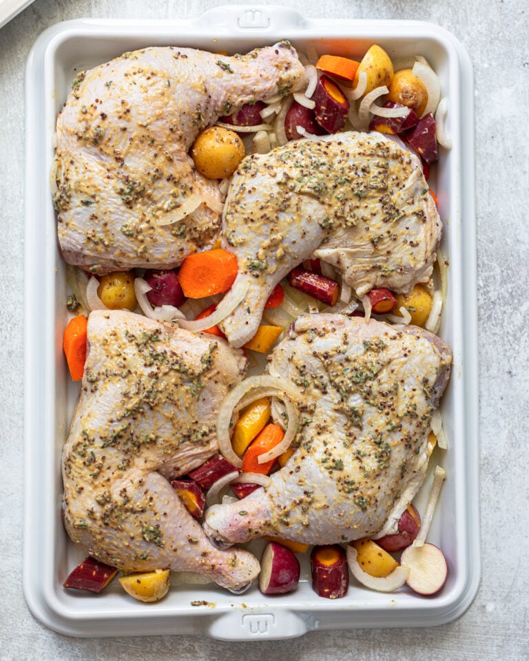 Crusty HerbDijon Baked Chicken Quarters Familystyle Food