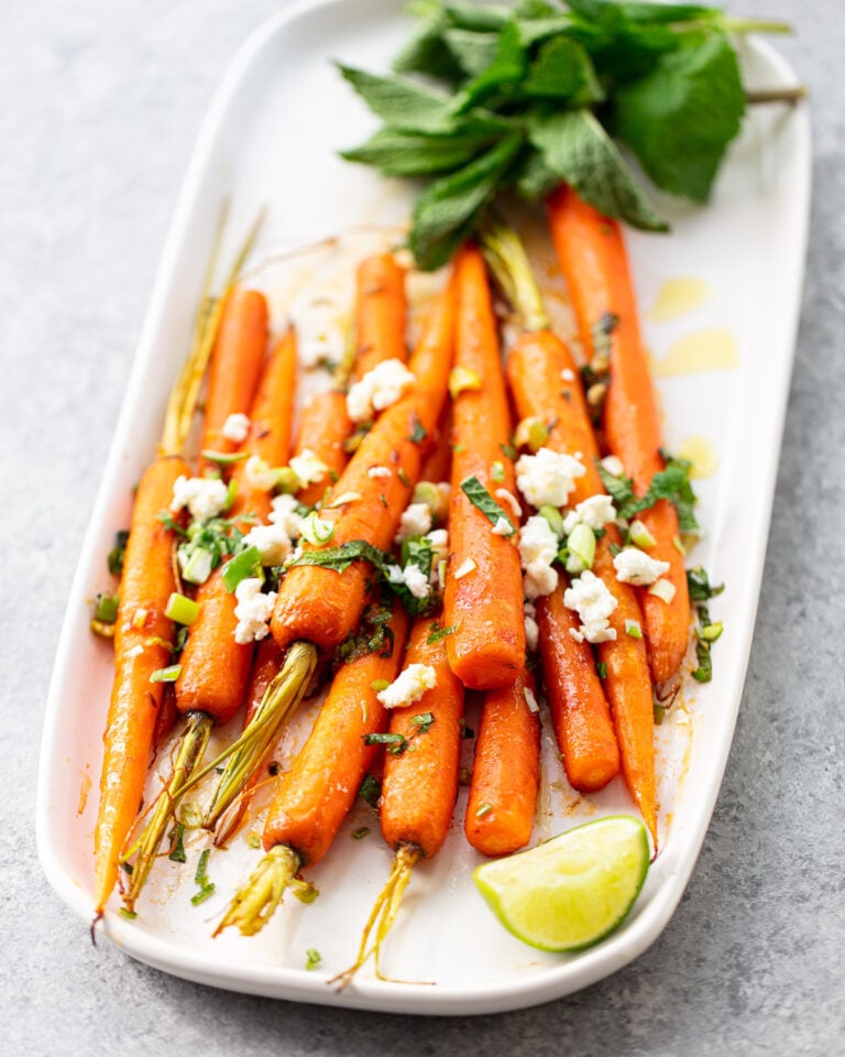 Roasted Whole Carrots with Honey and Feta