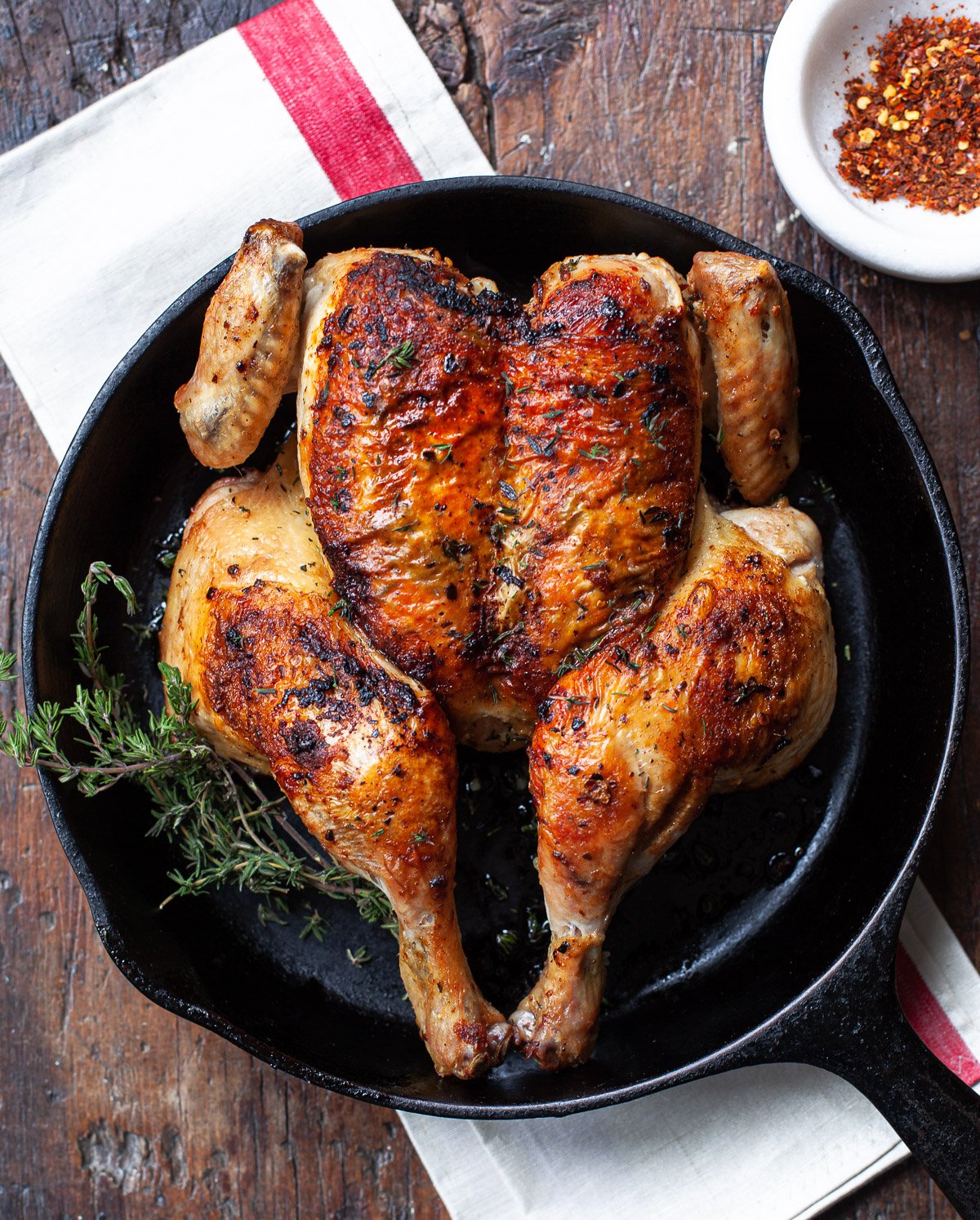 Grilled whole chicken clearance butterflied