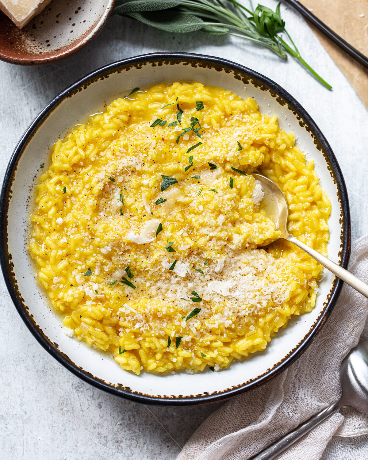 Arborio Rice Risotto With Parmesan Cheese Familystyle Food