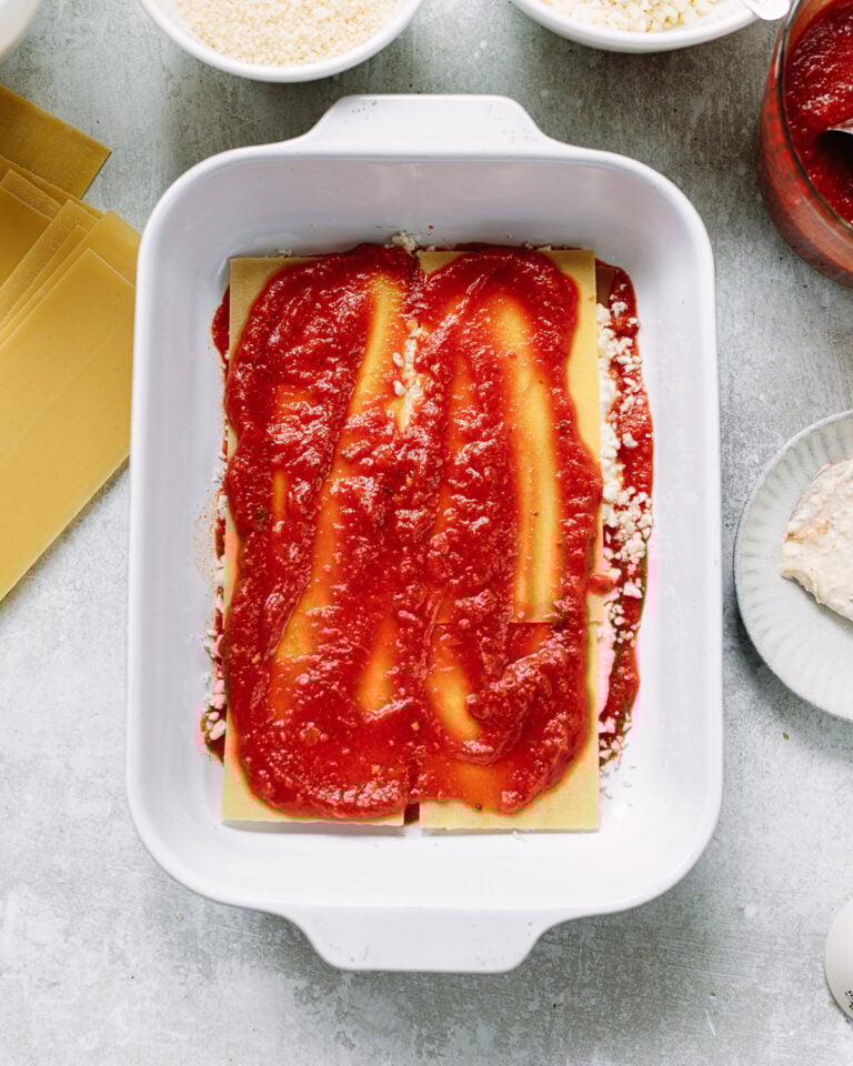 Ricotta Cheese Lasagna with Marinara Sauce Familystyle Food