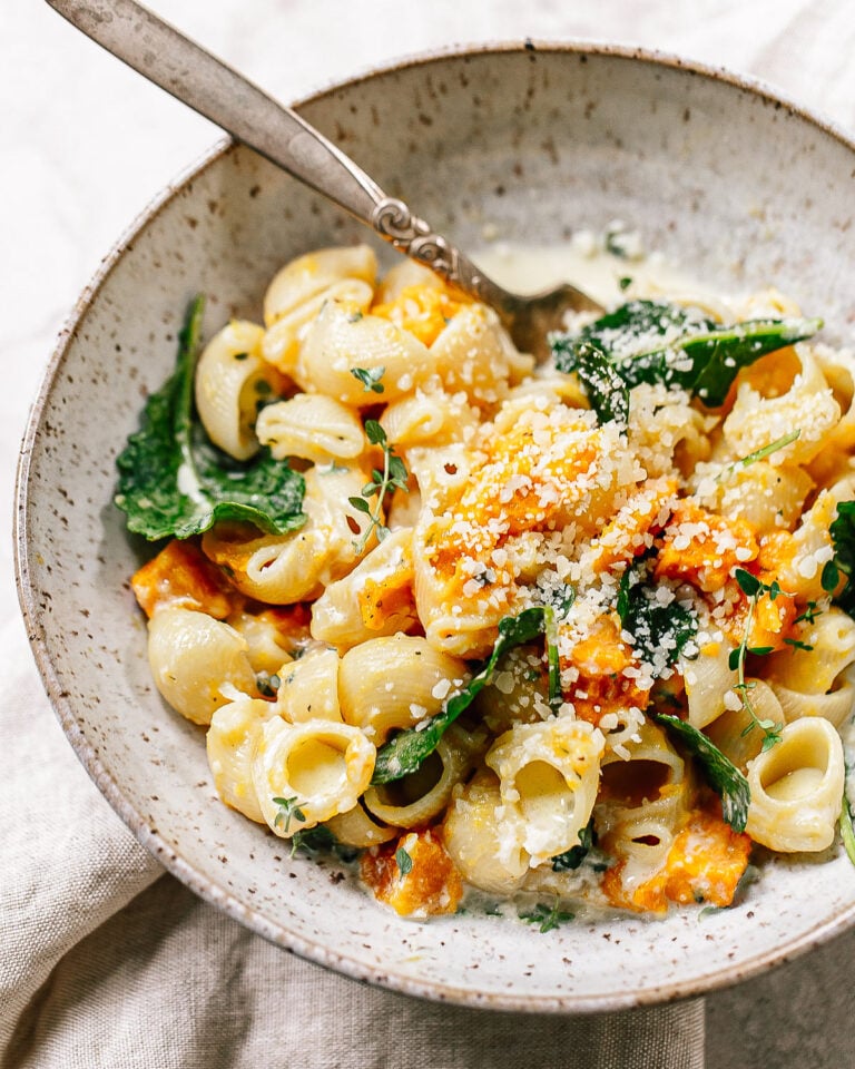 Roasted Winter Squash Pasta with Parmesan Cream Sauce