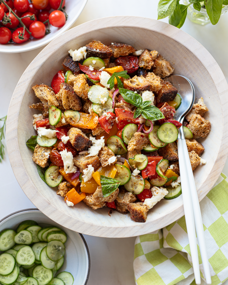Panzanella Salad with Roasted Tomatoes - Familystyle Food